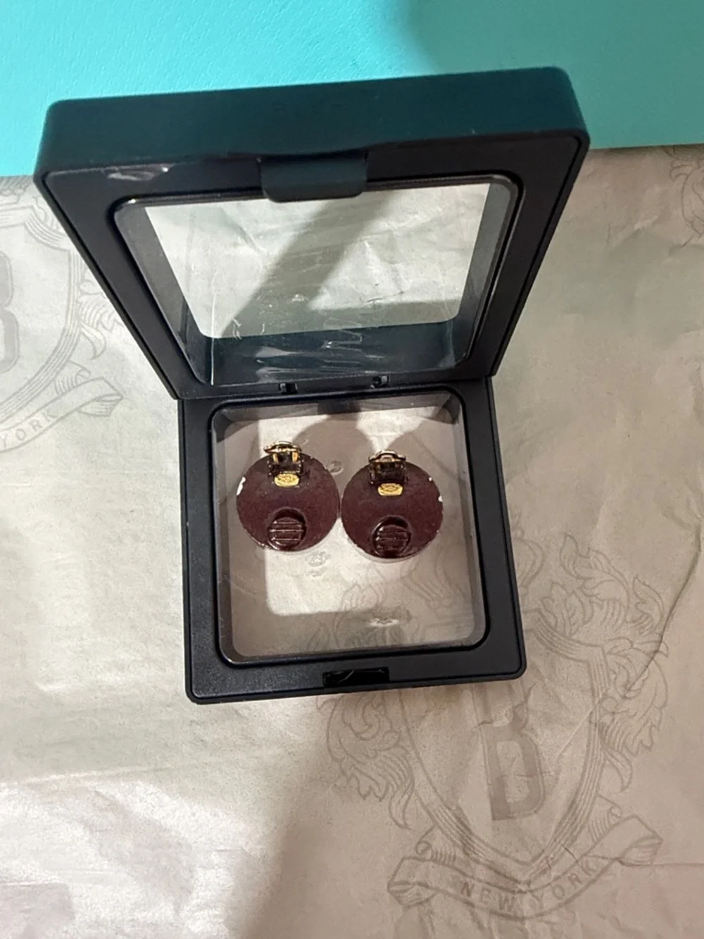 Chanel cc logo leather vintage earrings - Picture 4 of 4